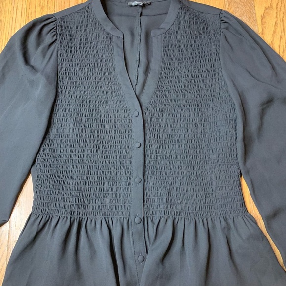 Dynamite Black Smocked Peplum Blouse - Long Balloon Sleeve XS - Picture 2 of 8